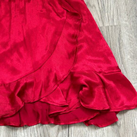 NWT Tobi Red Satin Ruffle Mini Dress Adjustable Spaghetti Straps Size S Small - Picture 5 of 12